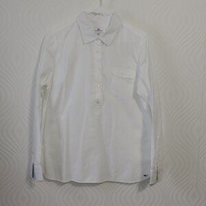 VINEYARD VINES White Popover Shirt Blue whale print Silk trim sz 12